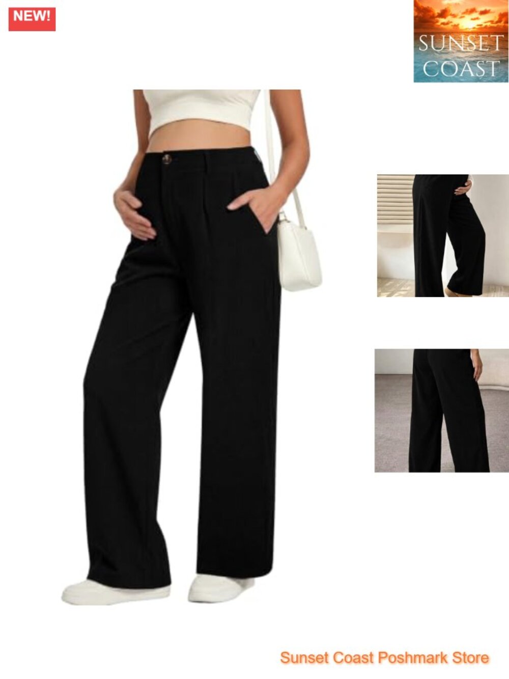 BLENCOT Corduroy Maternity Pants Wide Leg Pregnancy Trousers Business Casual